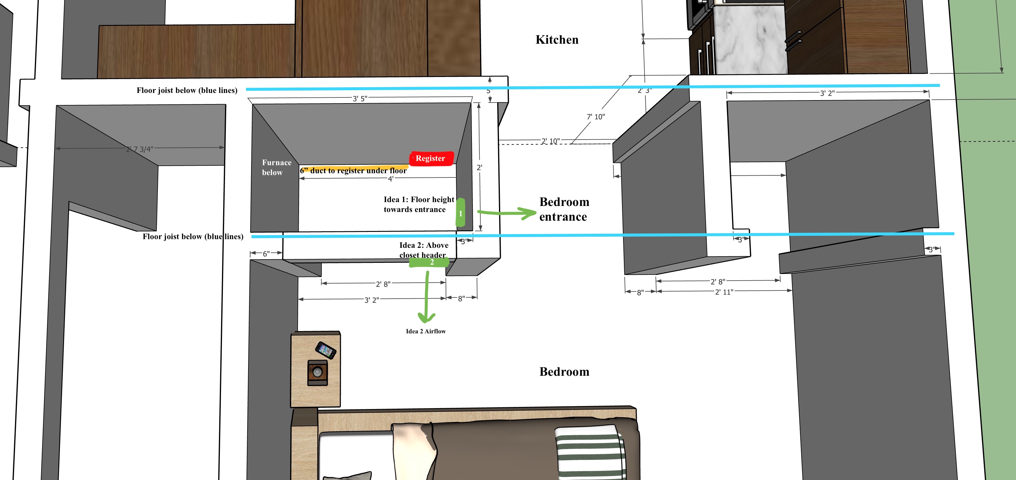 hvac Suggestions on where to relocate a wall register I'm enclosing