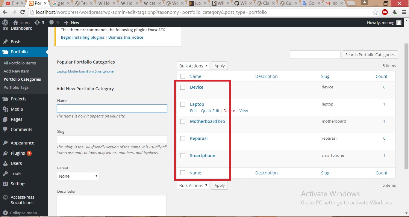 categories How To Display Category list from Portfolio post type