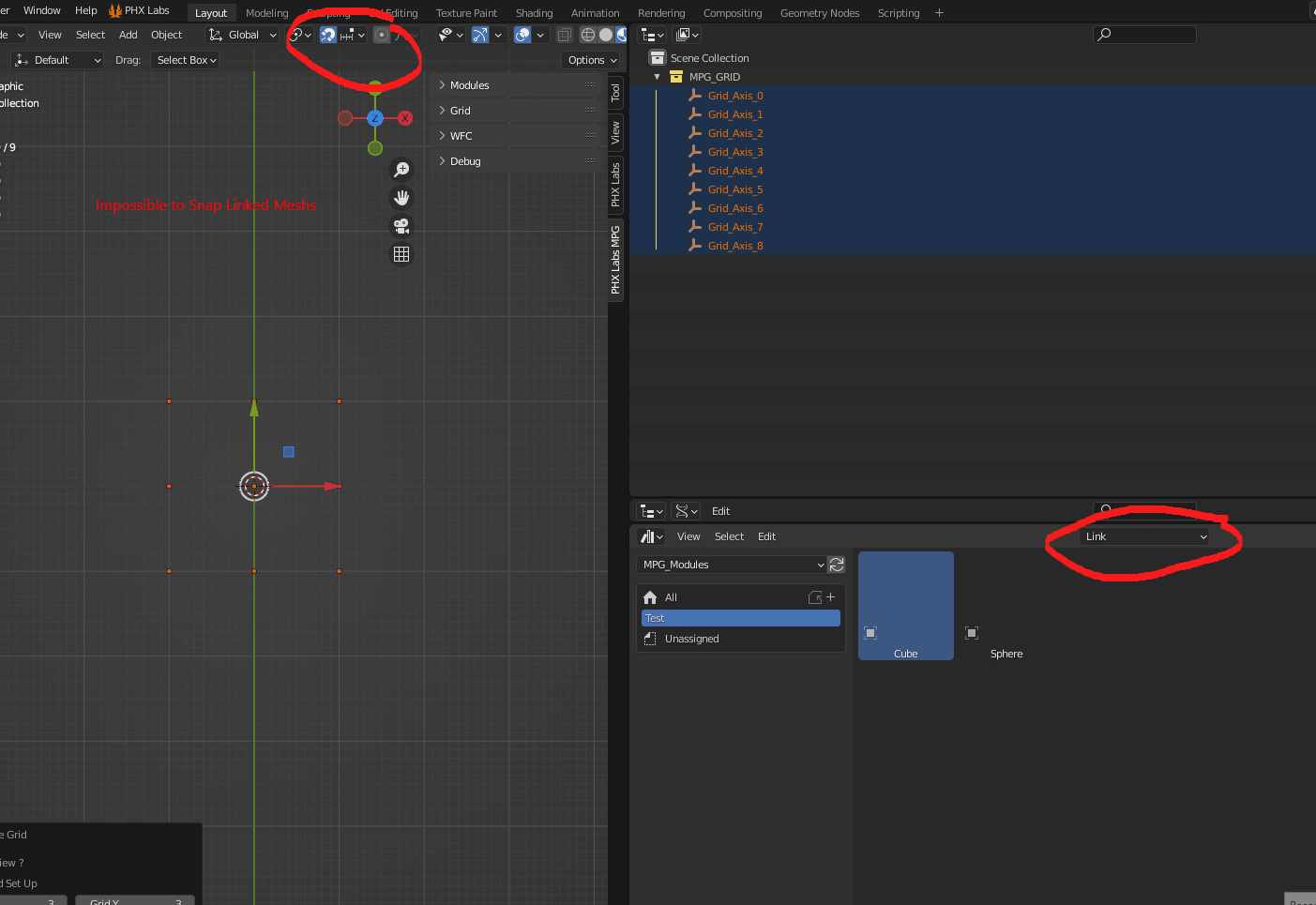 Asset Browser Link and Append Object and Snapping behave differently