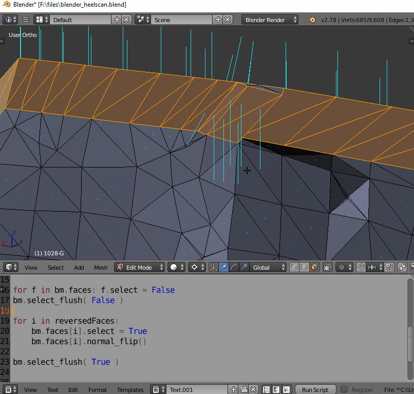 mesh Python find faces with incorrect normals to flip and flip them