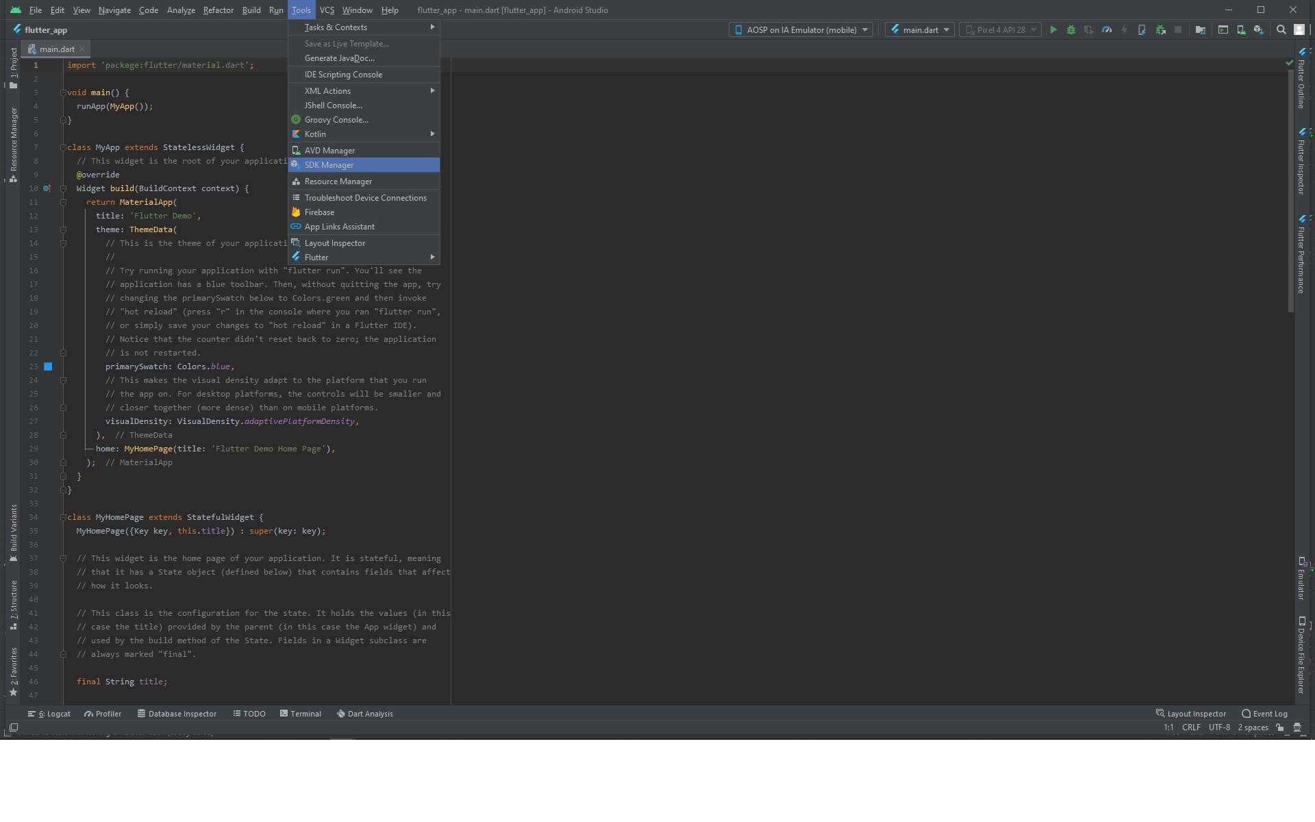 Android Studio ejecutar el emulador AVD "no se puede localizar adb"
