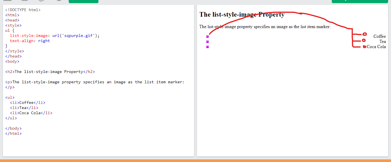 html How to align `liststyleimage` in a rightaligned list? Stack