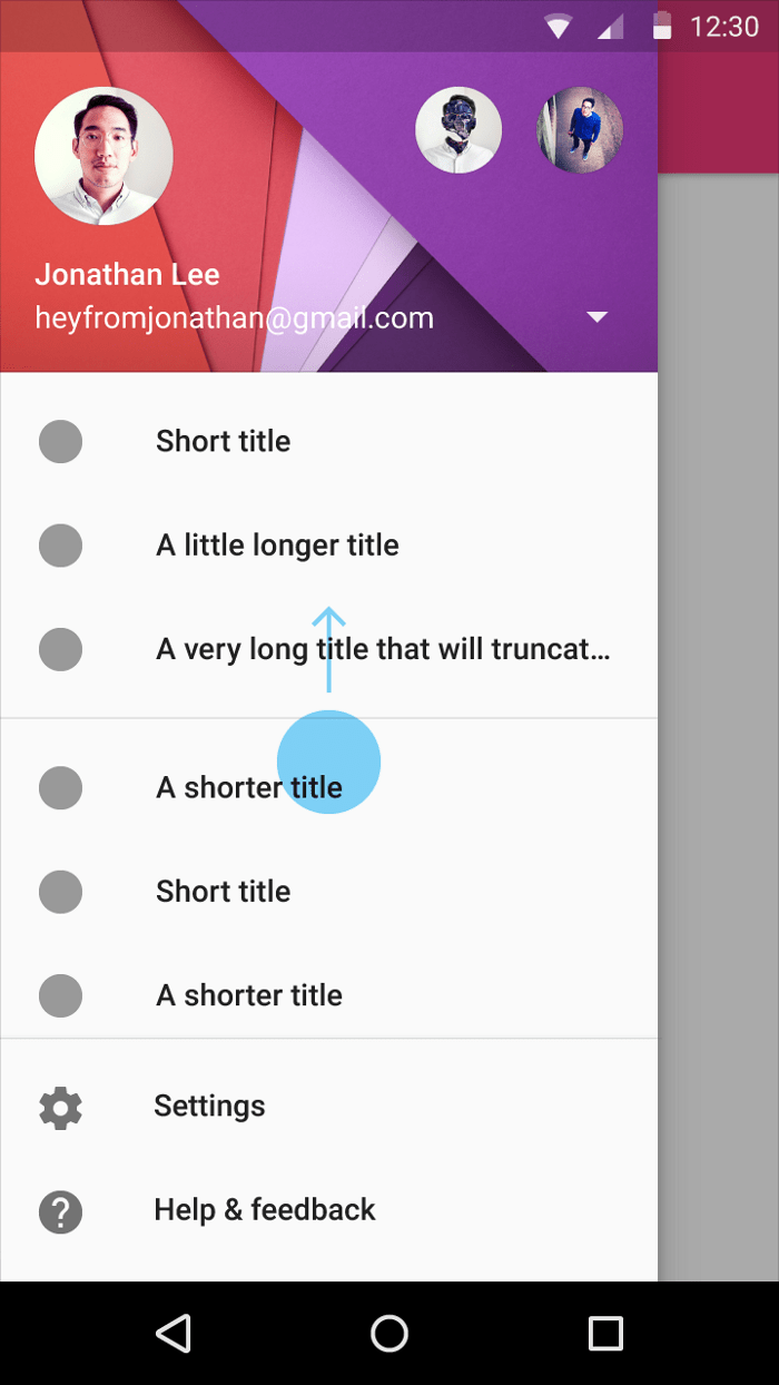 android Material design navigation drawer footer Stack Overflow
