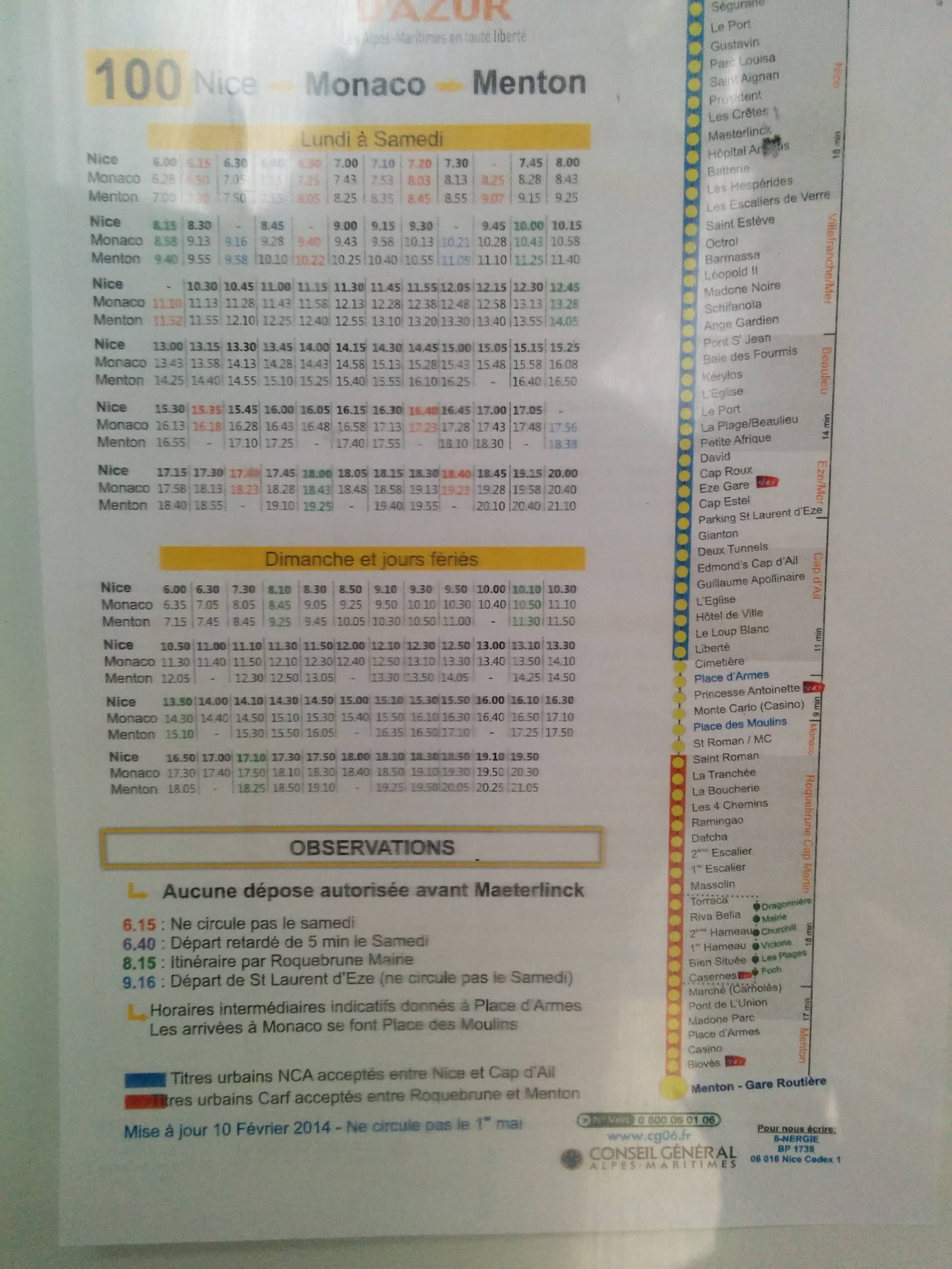 Nice: Central Bus Stop Map French Riviera Traveller