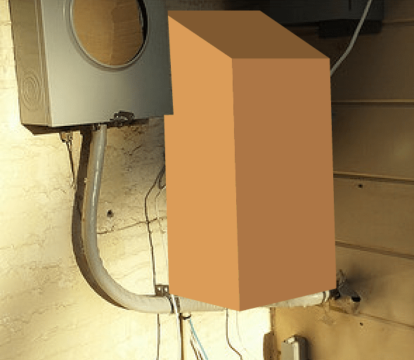 Electrical Aluminum Service Entrance Cable path alongside exterior