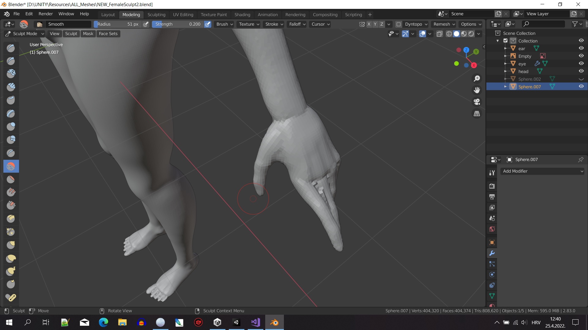 Having issue when sculpting with hands/feet Blender Stack Exchange