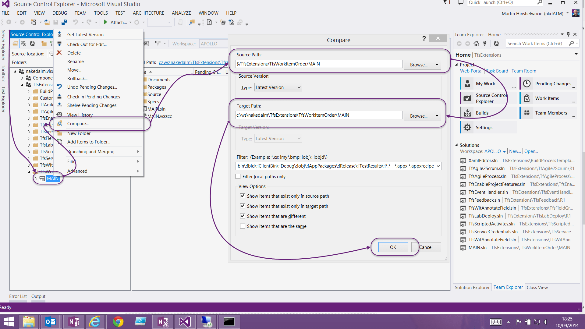 Filter Visual Studio 2013 TFS merge to only files that have actually changed Stack Overflow