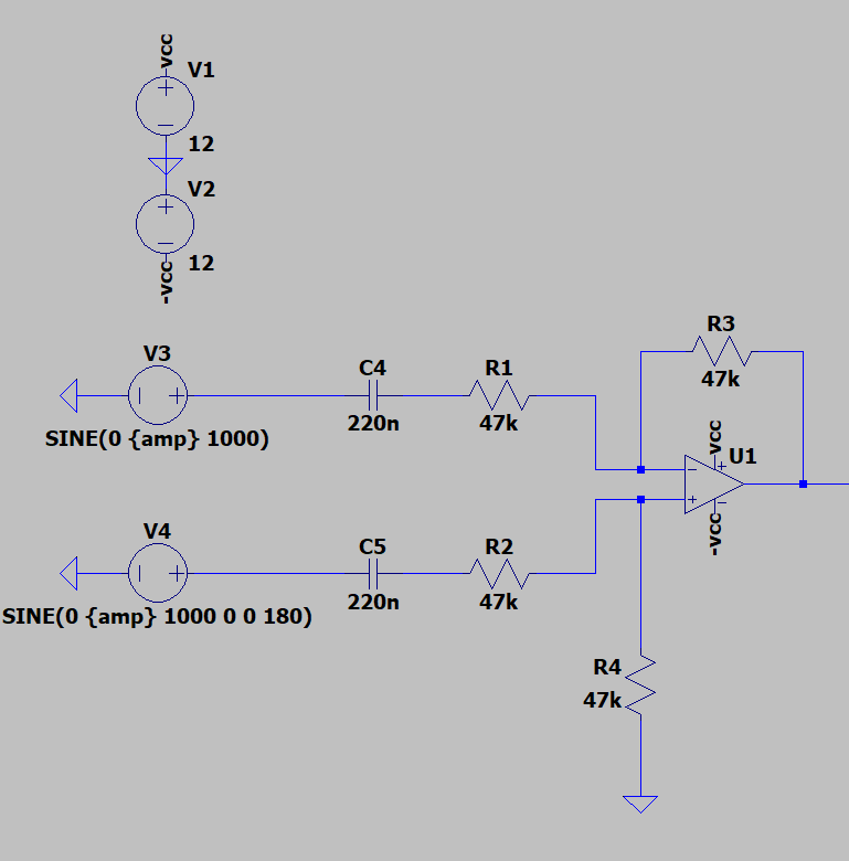 operational amplifier AC coupled differential op amp bias current