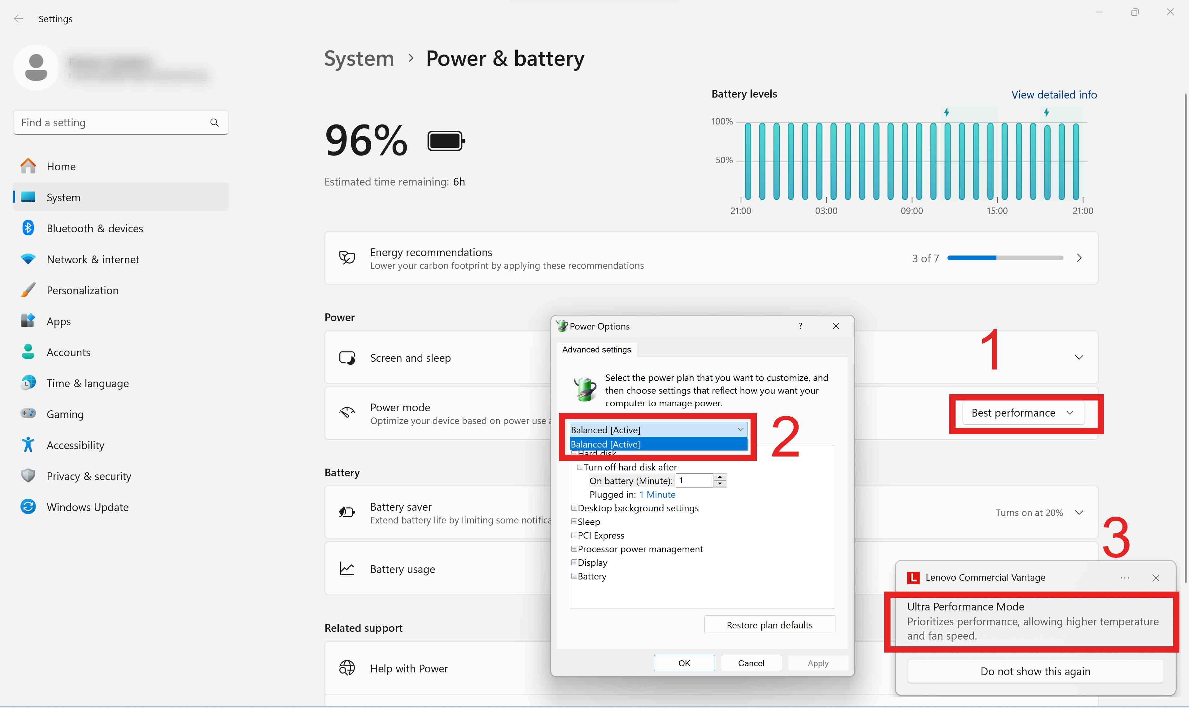 windows 11 Win 11 What performance characteristics does the "power