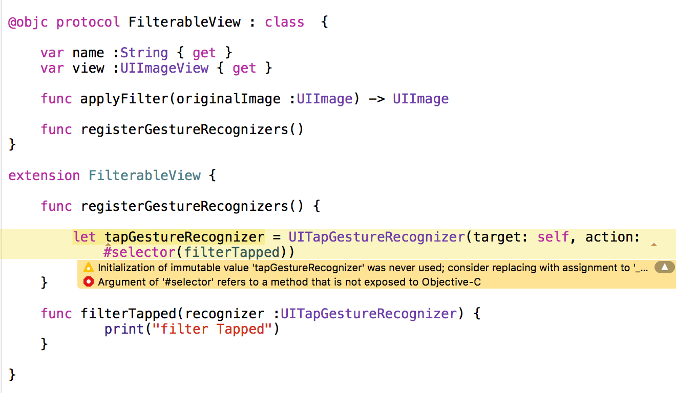ios Protocol Extensions with Selectors in Swift Stack Overflow
