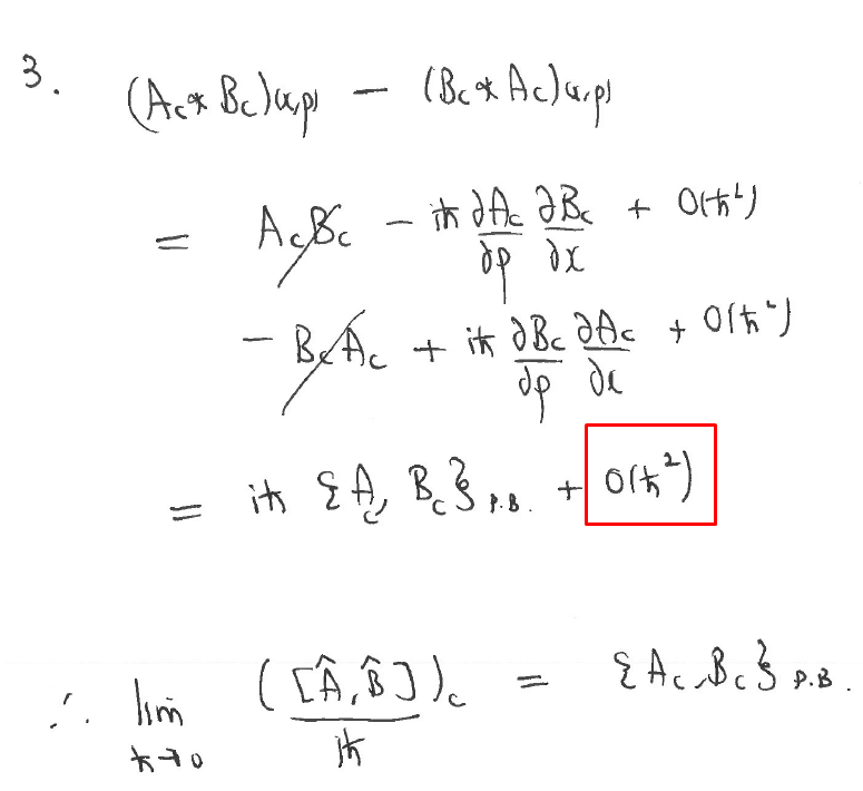 limits Need help understanding the proof of Dirac's famous relation between commutators and