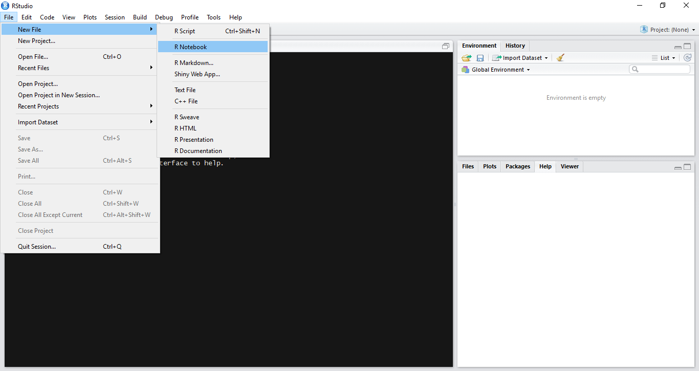 R Language Tutorial => Creating a Notebook