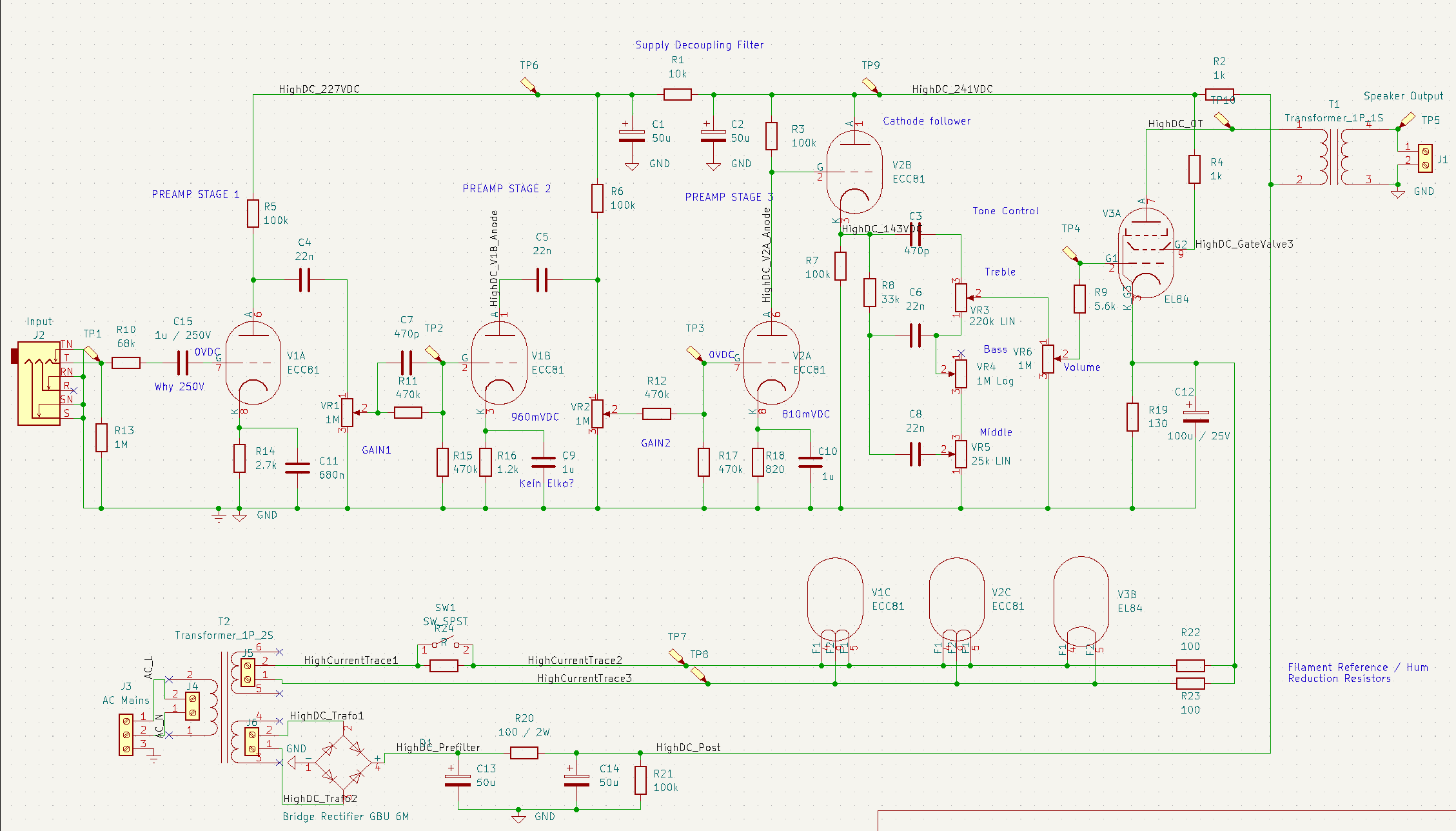 Valve/Tube Audio Amp KiCad V6 V7 Schematics 05/24/23, 52 OFF