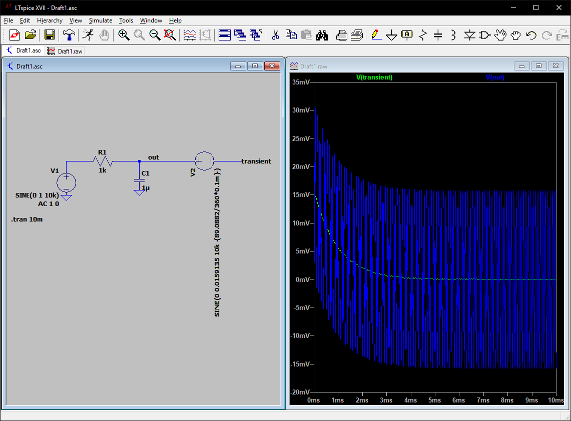 una forma de onda en LTspice para ver solo el componente