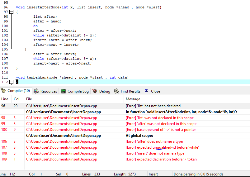 C++ can't insert node in linked list C++ Stack Overflow