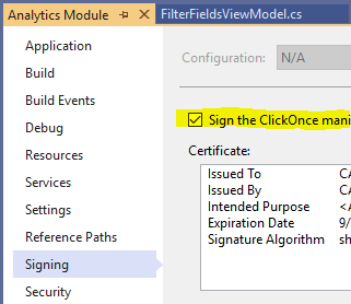 C Unable pass build in Azure pipeline if self signed the manifest
