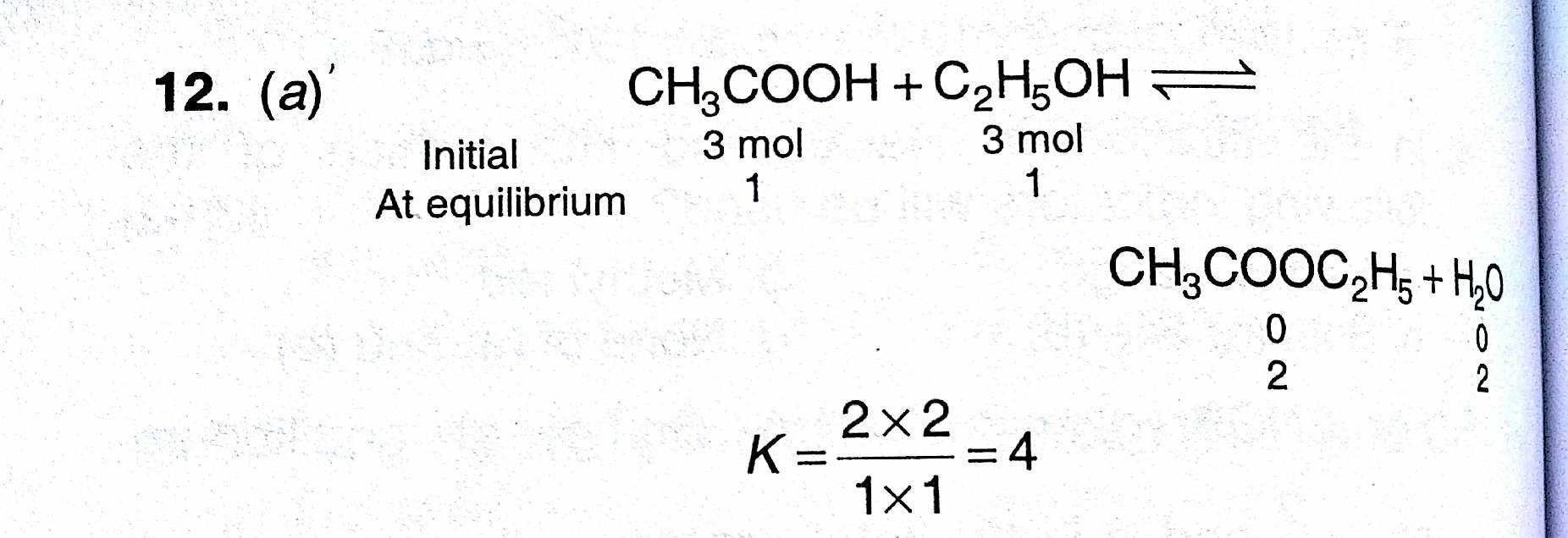 Why is water taken in calculating K, equilibrium constant Chemistry