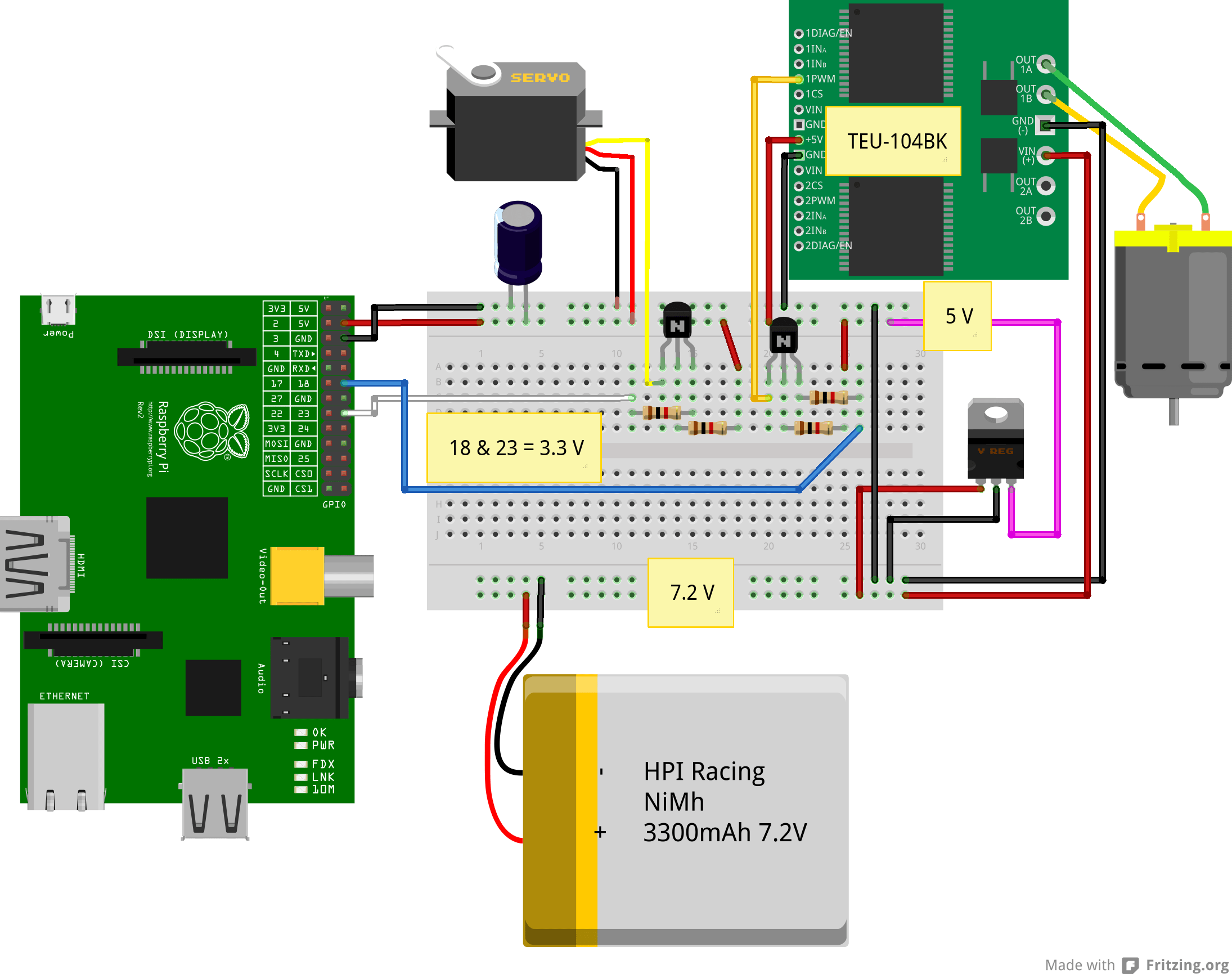 remote control RC Car mounted Raspberry Pi runs out of juice