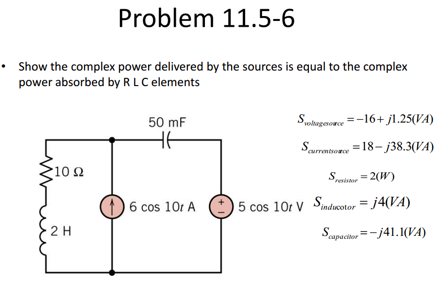circuit analysis Complex power delivered by voltage