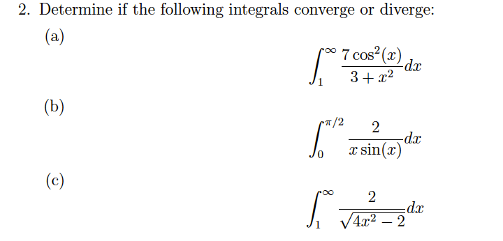 calculus Converging Integrals Question Mathematics Stack Exchange