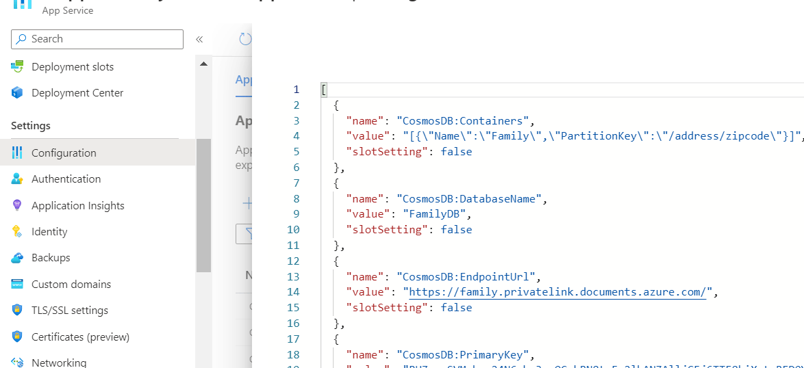 Azure  App that connects to Cosmos DB using Private Endpoint
