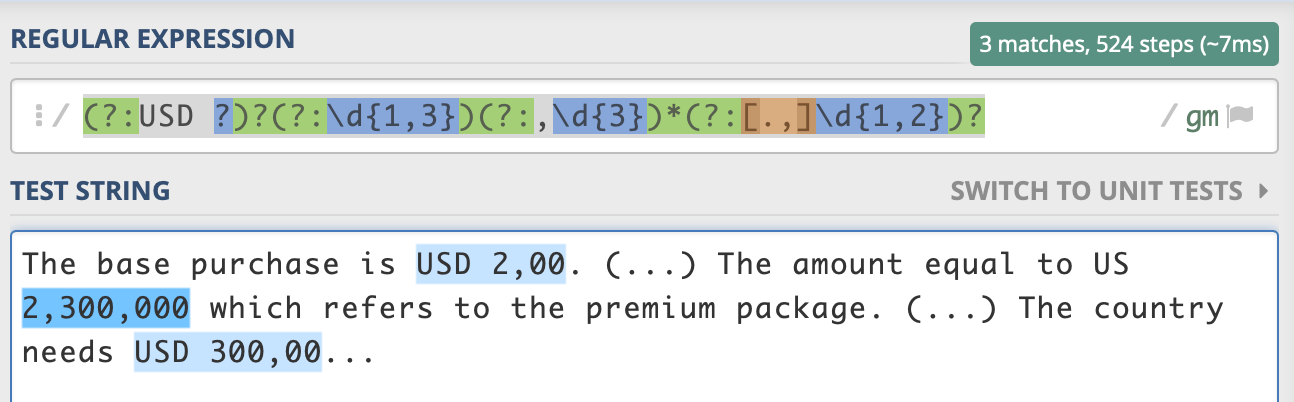 How to write a regex on python to find values between 2 and