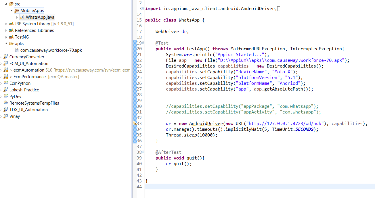 Failed to start an Appium session, Error Could not find adb. Please