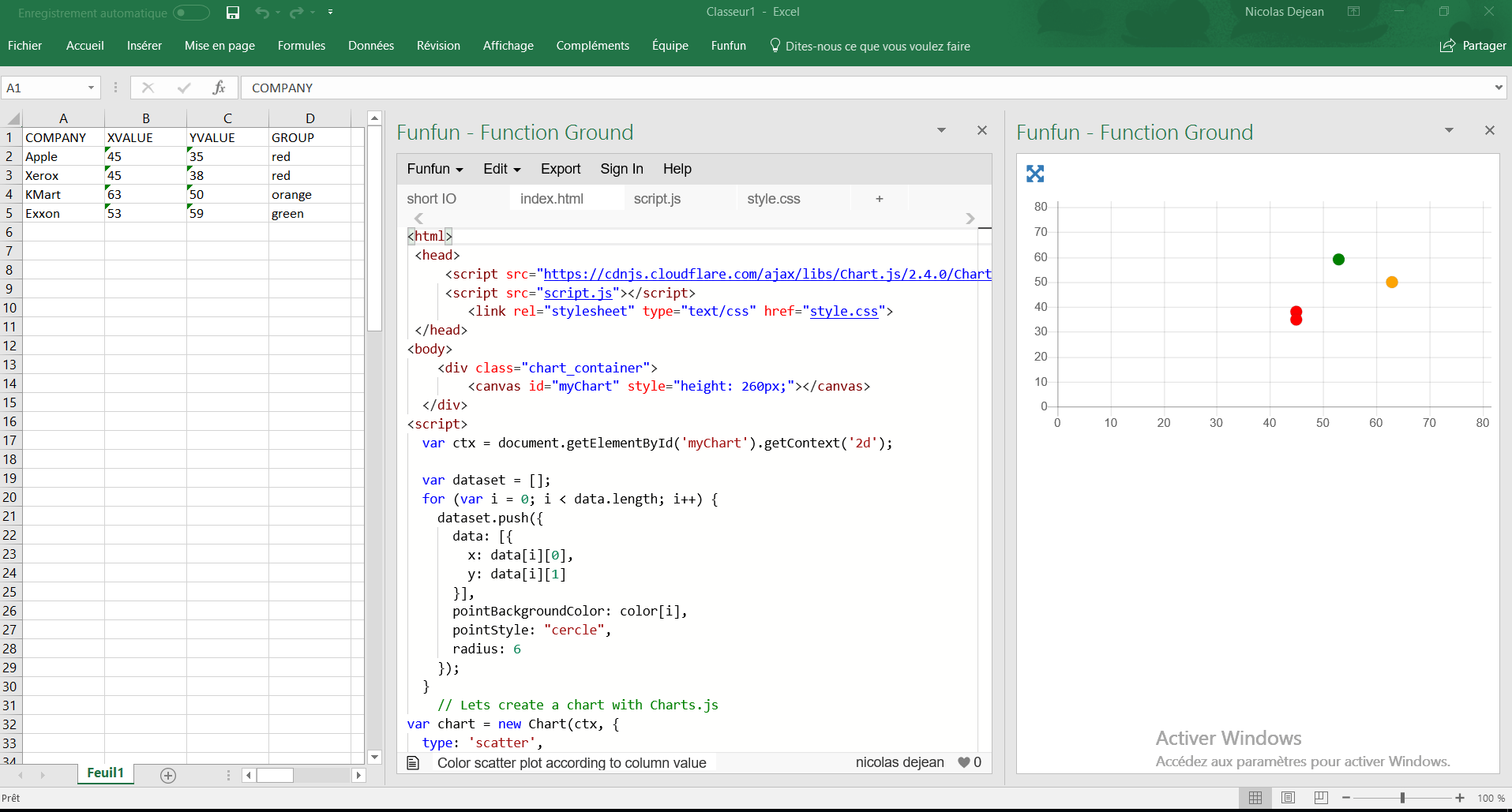 excel How can I color dots in a xy scatterplot according to column
