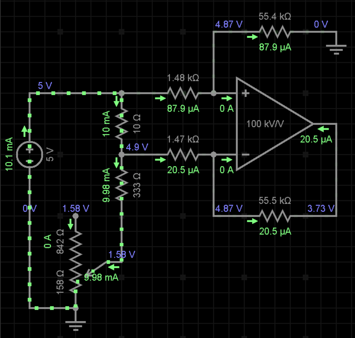 operational amplifier Diff OpAmp in current measurement ignores input Electrical