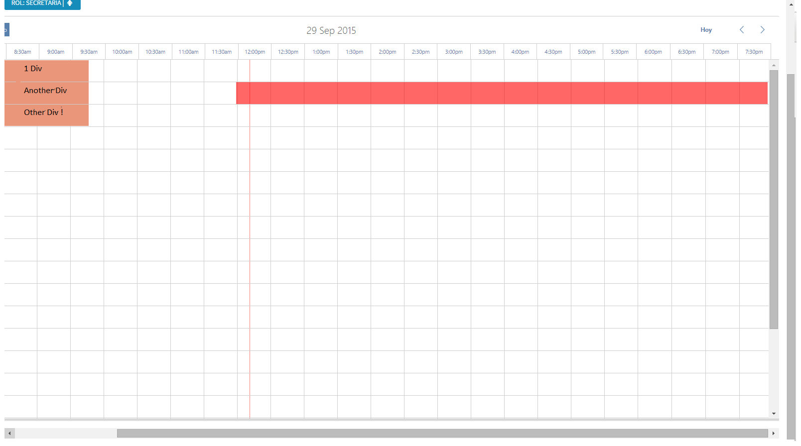 javascript Floating visible div inside horizontal scrollable div CSS