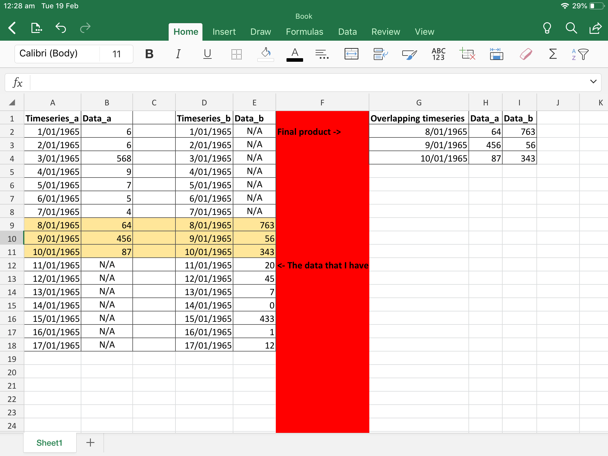 excel How to report overlapping cell values from 2 columns Stack Overflow