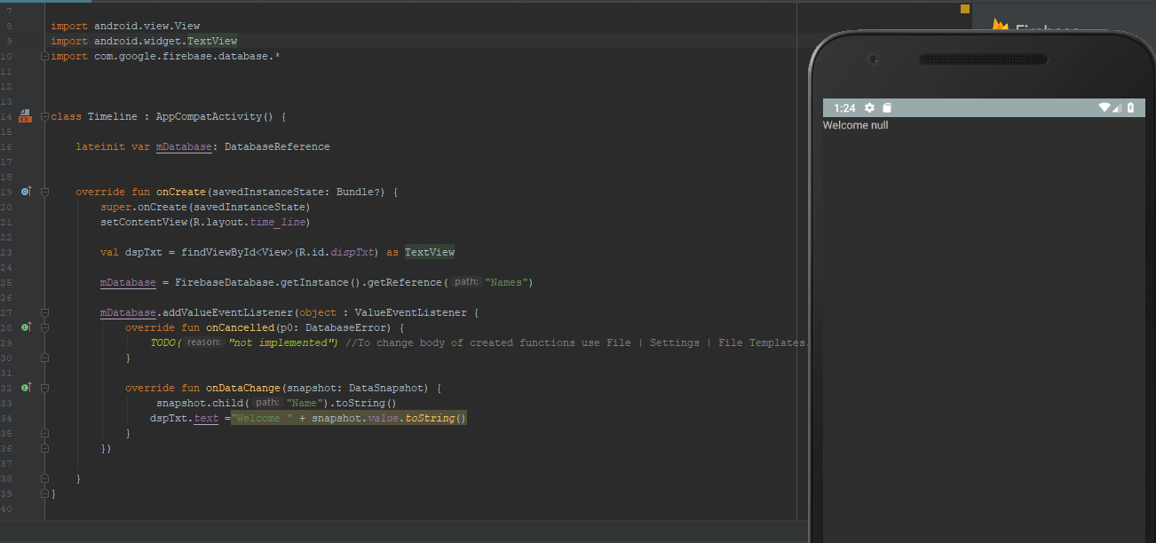 snapshot.value.toString() shows null /Android Studio / Firebase Stack