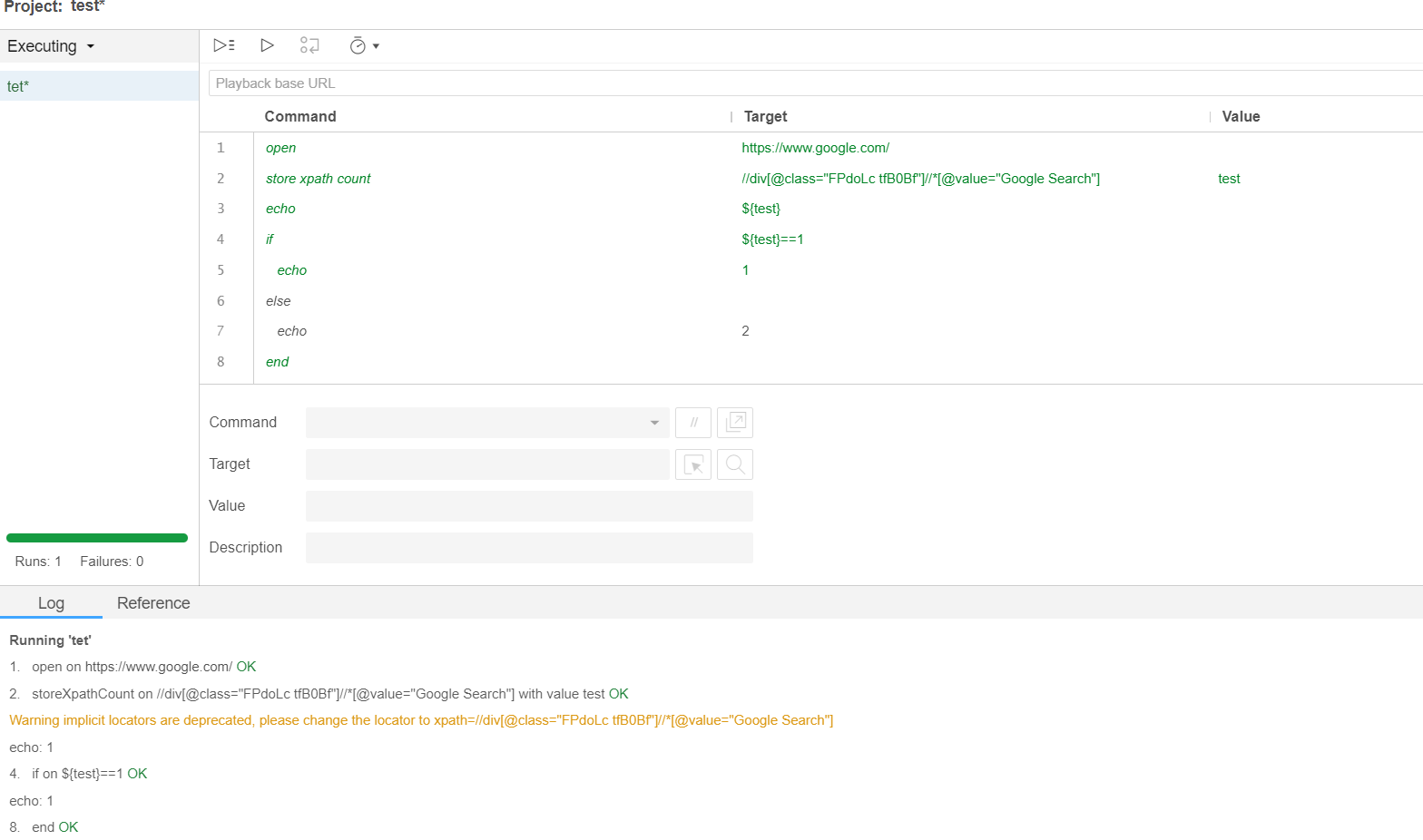If/Else with Selenium IDE when confirmation message comes up