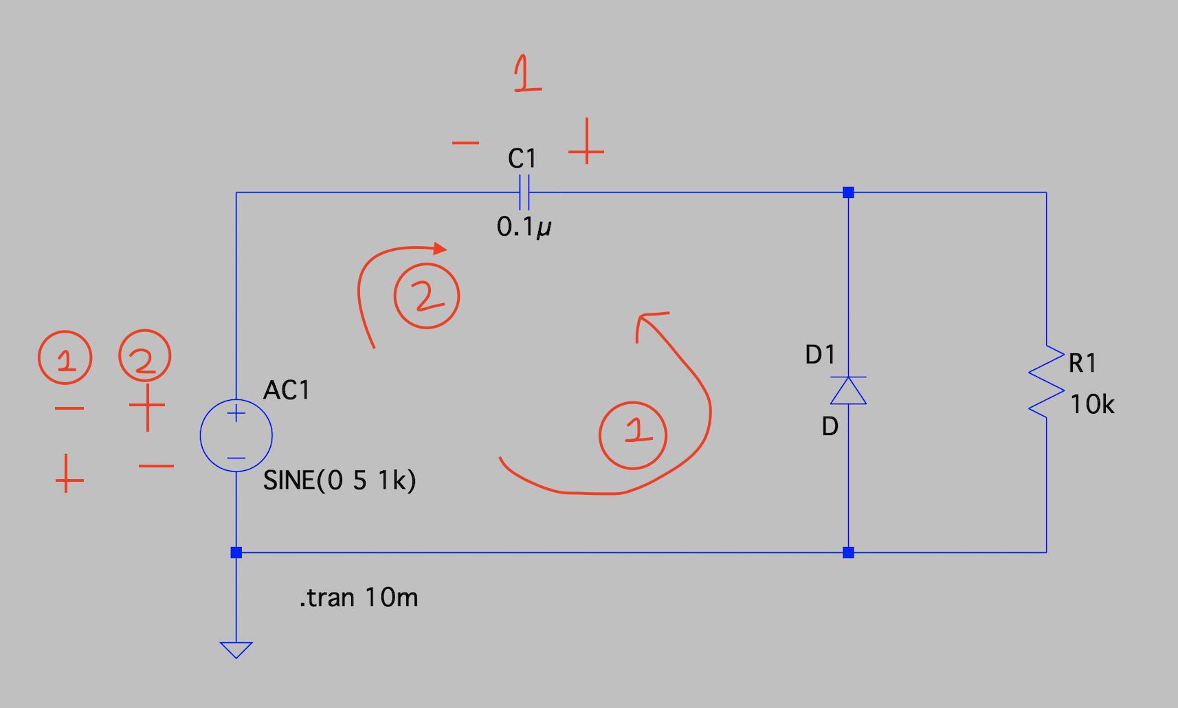 diode clamp Polarity of input signal and capacitor in voltage clamper