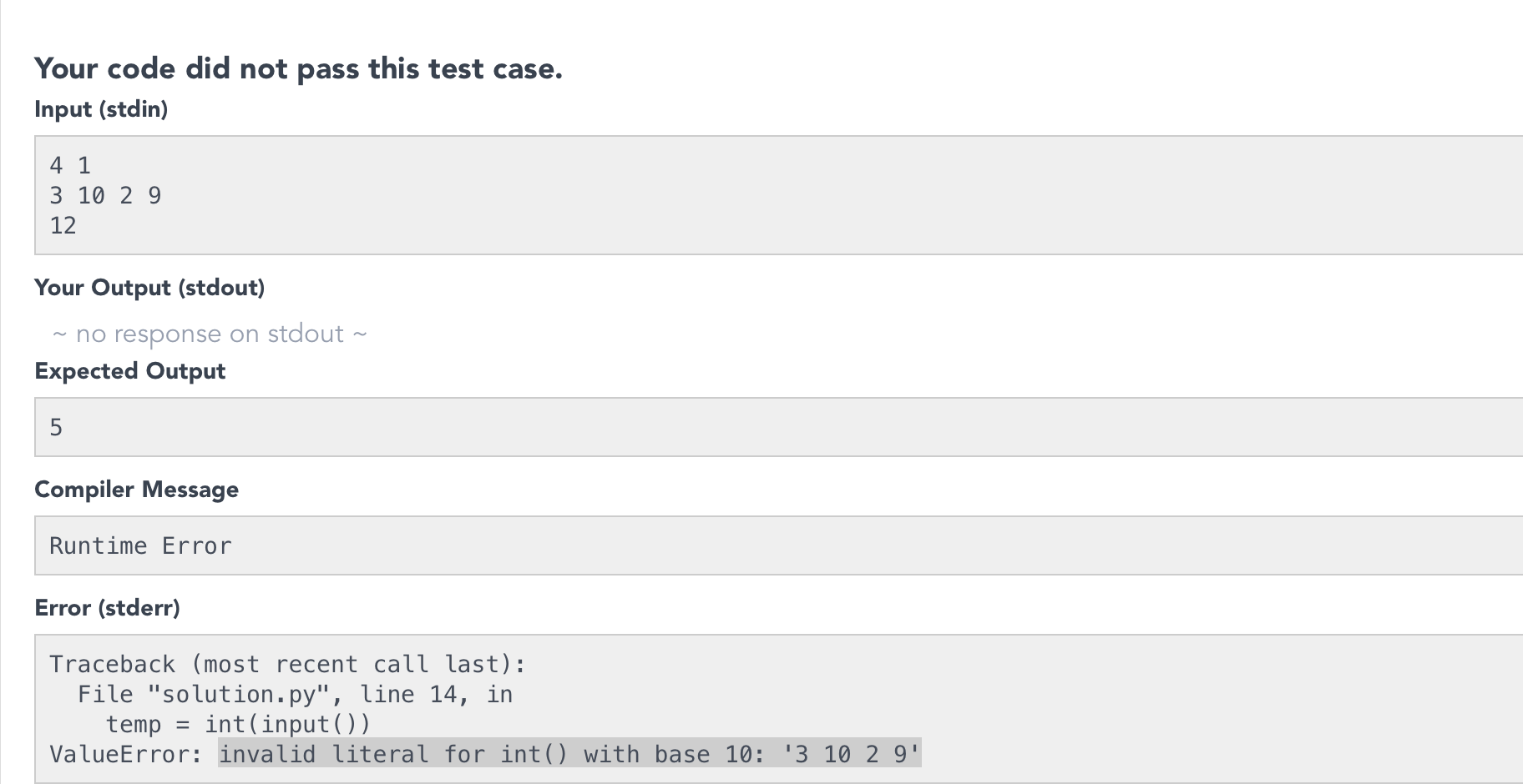 python ValueError invalid literal for int() with base 10 '' Stack