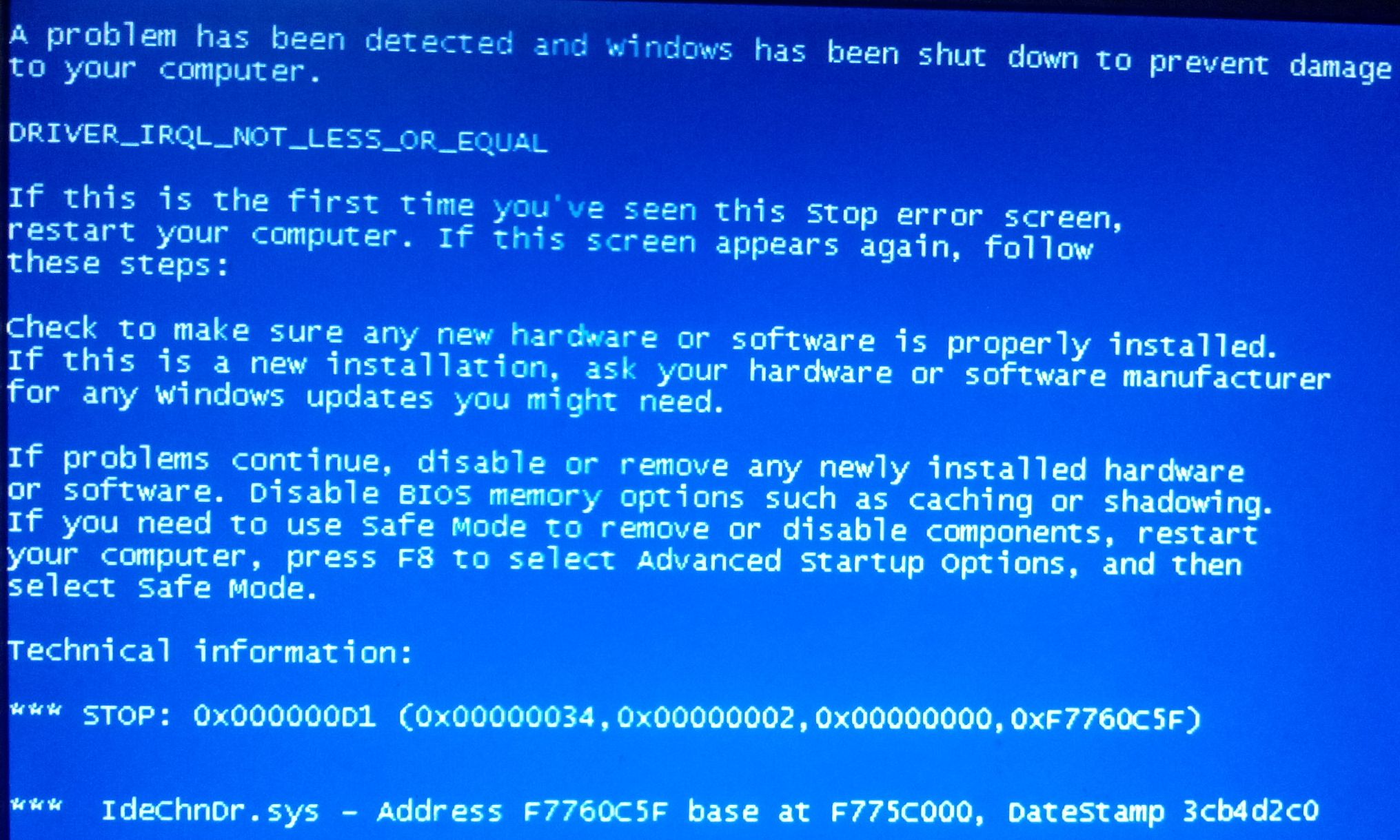 windows xp Drive missing after restart due to BSOD Super User