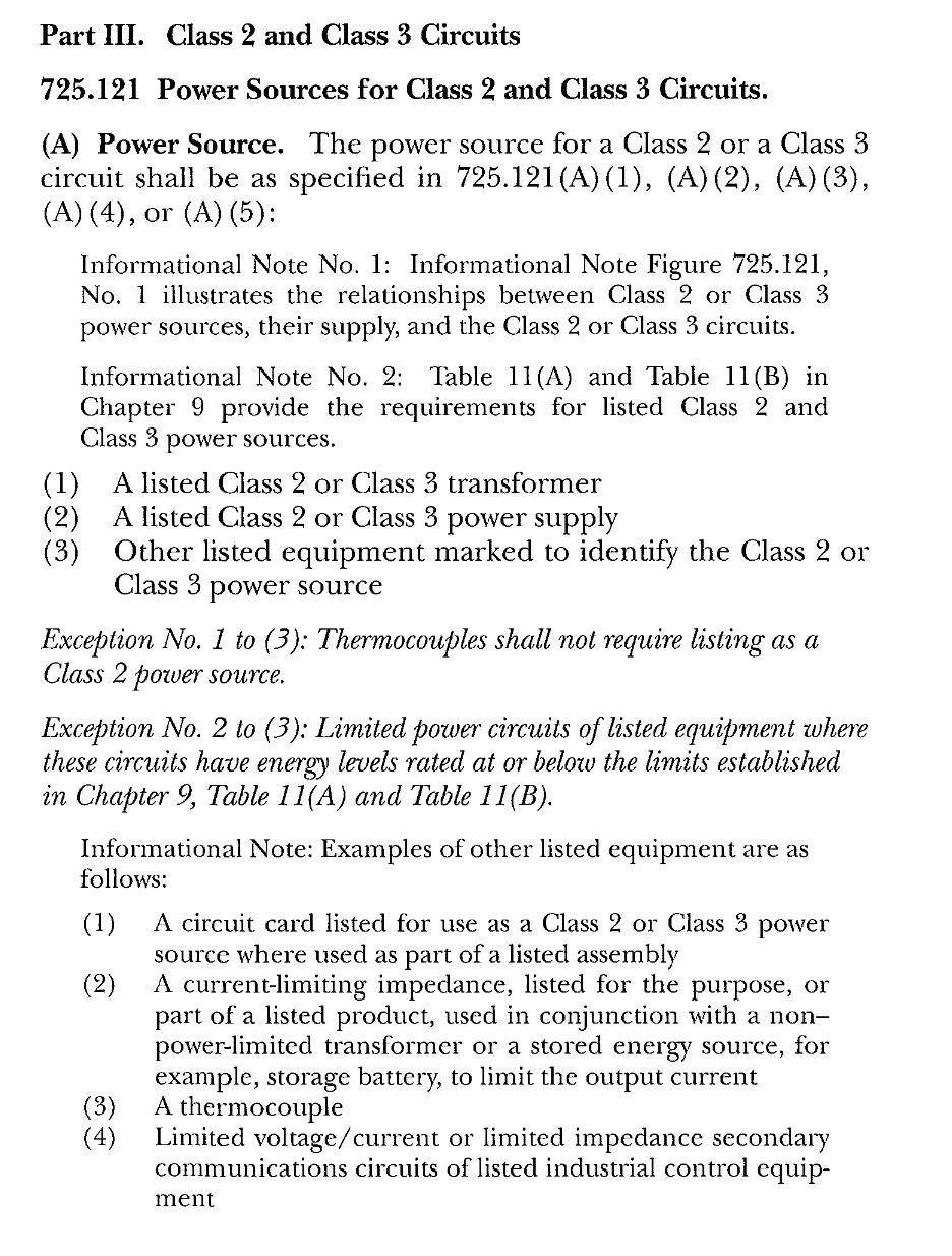 How can I meet NEC code for Class 2 at the power supply with multiple