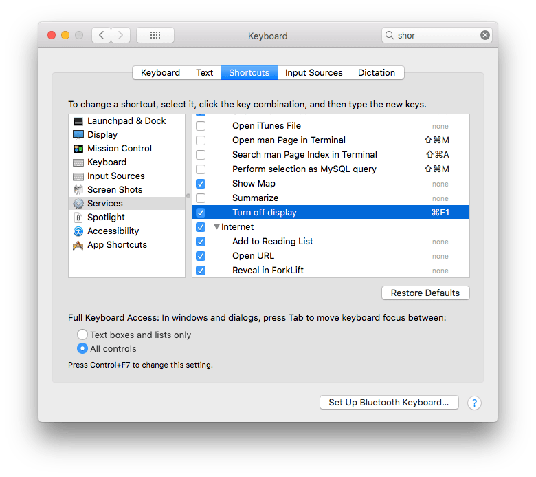 keyboard Why doesn't my screen turn off with this automator service