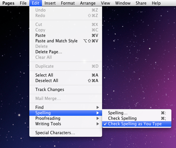 spell check How to fix spelling mistakes in iWork Pages using only