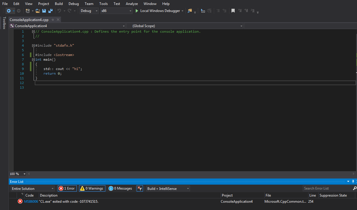 Build error in visual studio C++ community 2017 Stack Overflow