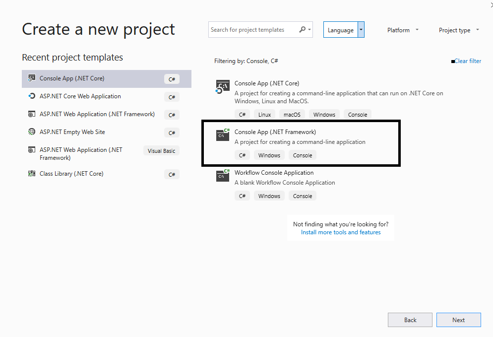 c target framework not showing in visual studio 2019 Stack Overflow