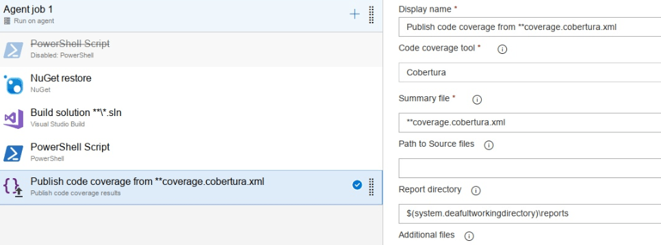 unit testing Azure DevOps Builds not showing code