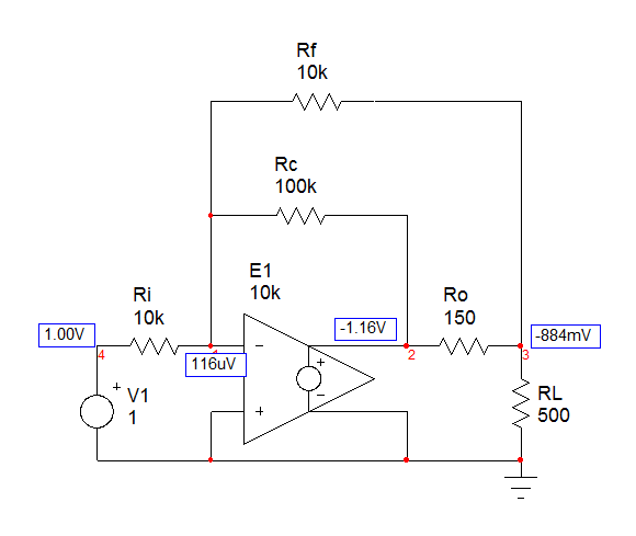 operational amplifier Solving an inverting opamp with stability