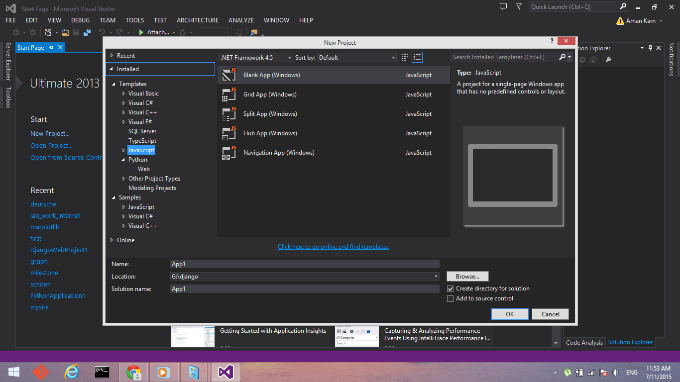 How to add Windows Phone 8.1 app development support using Javascript in Visual Studio Ultimate