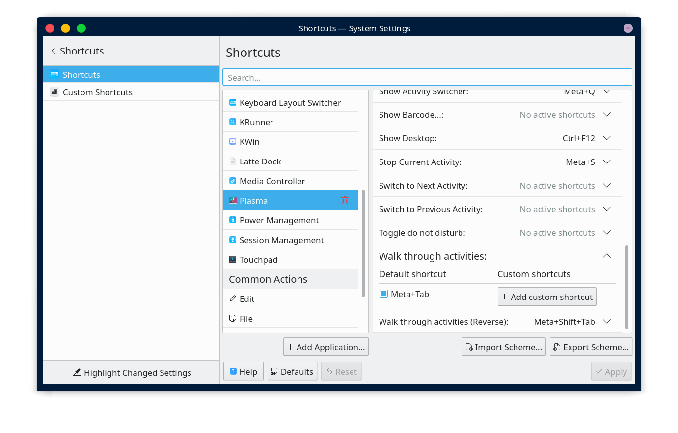 shortcut keys In KDE Plasma, how can I switch between virtual