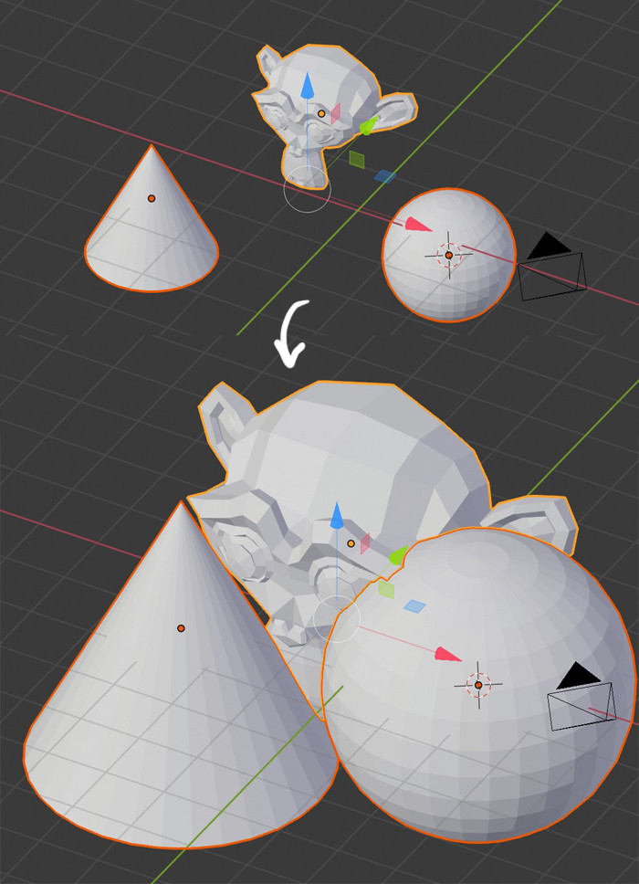 modeling Scale multiple objects in place Blender Stack Exchange