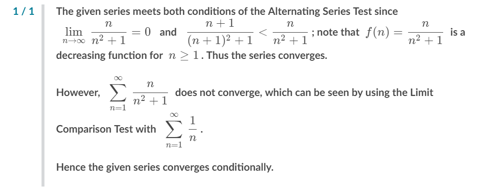 Use The Limit Comparison Test To Determine The Convergence Or