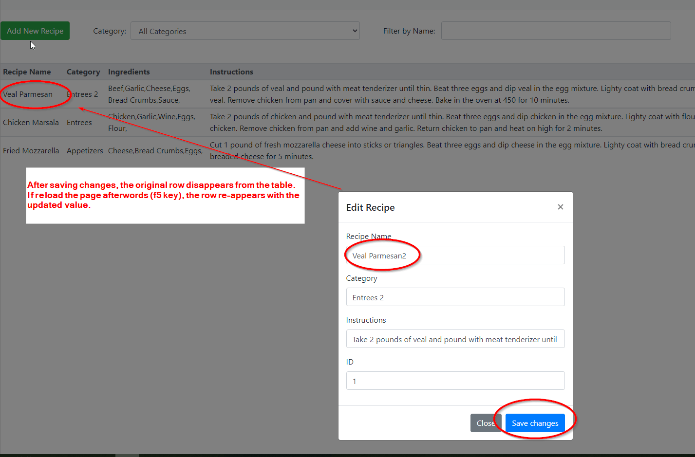 angular ngModel not completely refreshing the view when array.splice