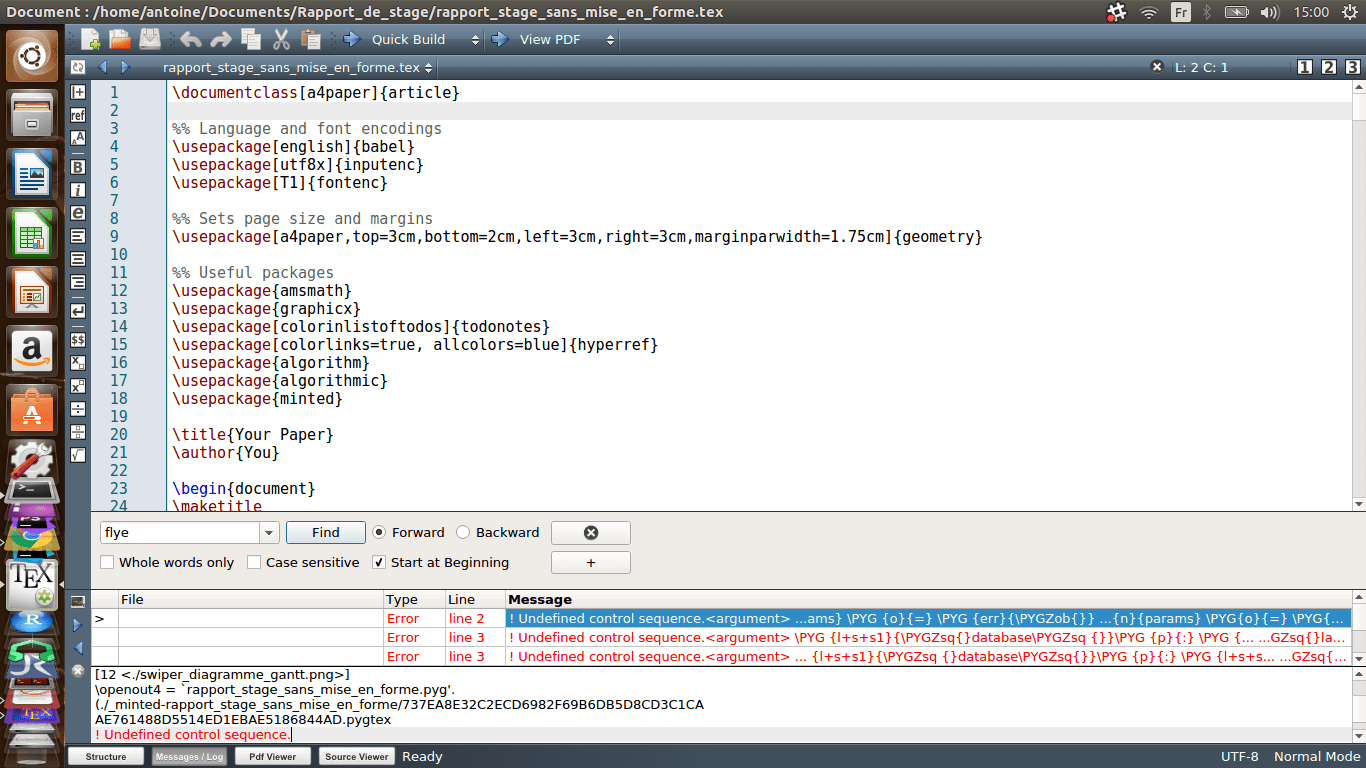 Undefined Sequence in Texmaker when using minted and shellescape package TeX LaTeX Stack