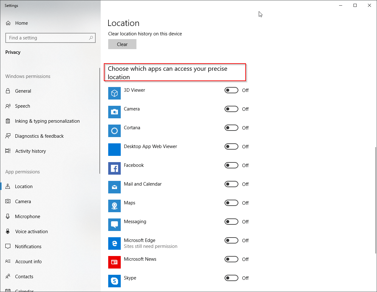 which program on windows 10 use location service Super User